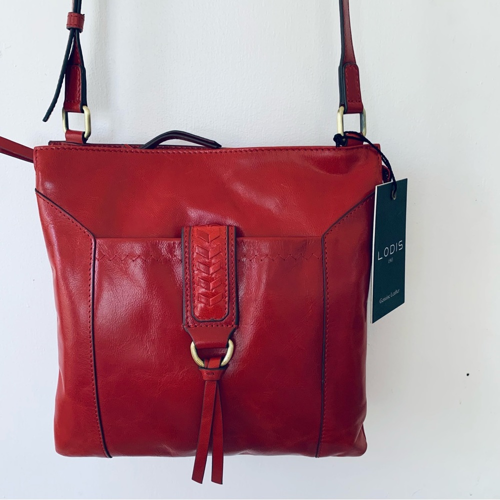 Lodis Red Leather Crossbody Bag